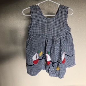 Unique baby girl dress- v cut button down back